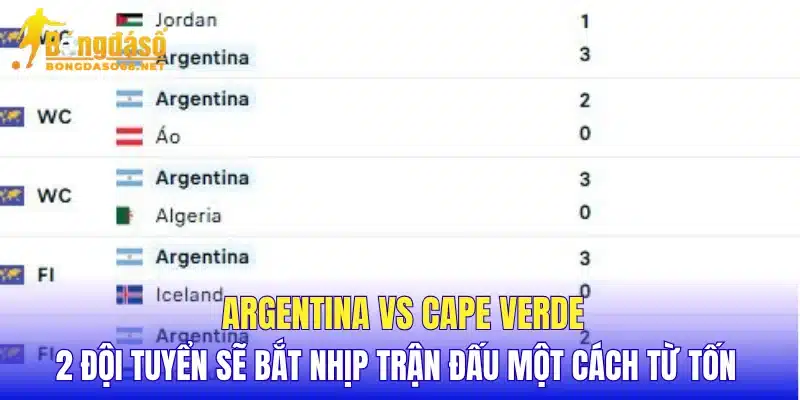 Argentina vs Cape Verde 2 đội tuyển sẽ bắt nhịp trận đấu một cách từ tốn 