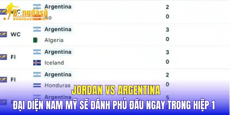 Jordan vs Argentina đại diện Nam Mỹ sẽ đánh phủ đầu ngay trong hiệp 1 