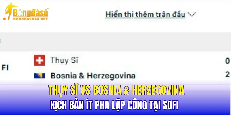 Thụy Sĩ vs Bosnia & Herzegovina kịch bản ít pha lập công tại SoFi