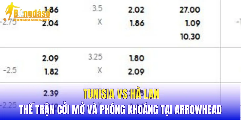 Tunisia vs Hà Lan thế trận cởi mở và phóng khoáng tại Arrowhead