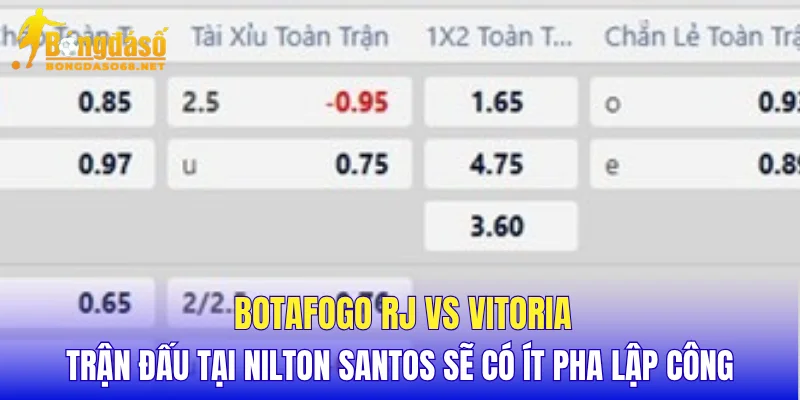 Botafogo RJ vs Vitoria trận đấu tại Nilton Santos sẽ có ít pha lập công